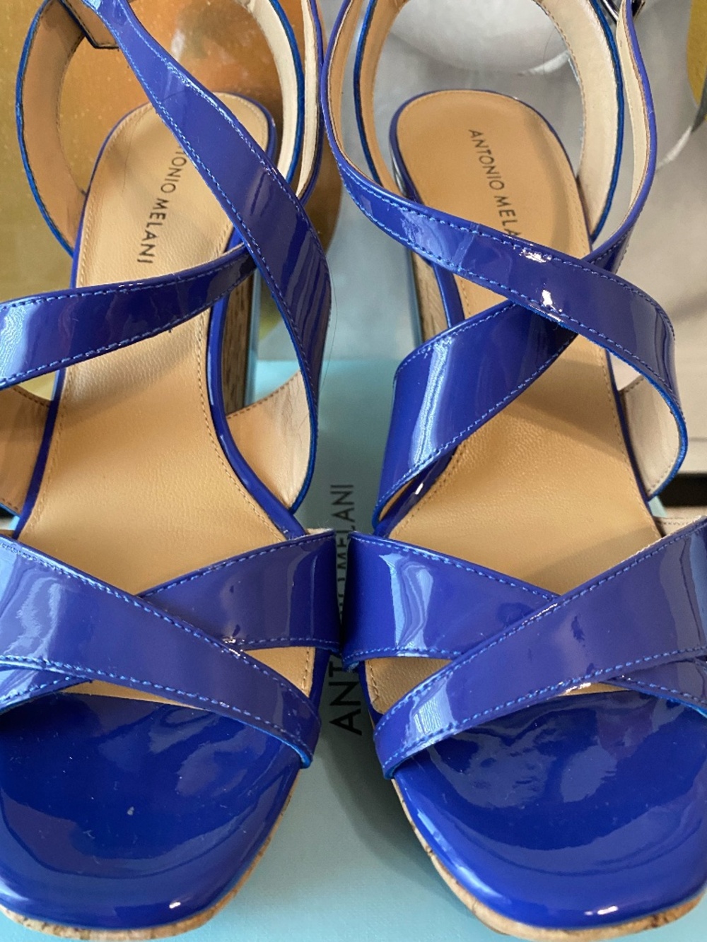 ANTONIO MELANI SYDNEE TRUE BLUE WEDGES 9.5 M